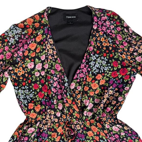 Yumi Kim Floral Print Romper Women's Large Long Balloon Sleeves Flowy Romantic - Picture 3 of 16